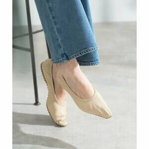 Modern Weaving Leather Ballet Flats In Ecru Size 38EU